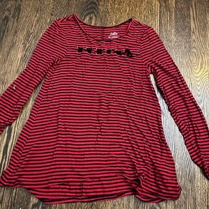 Justice red and blue striped long sleeve